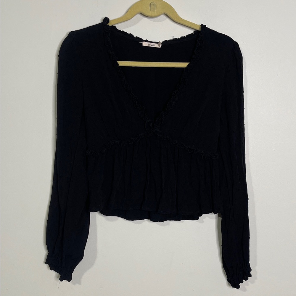 Women's Black Ruffled Top